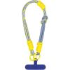 TENOC Braided Phone Wrist Strap 1 Pack, 7mm Thick Rope Anti-Loss Hand Lanyard with Twin Buckles for Keys & Smartphone Case, Dopamine Color Blocking Wristlet (Blue/Yellow)