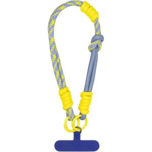 TENOC Braided Phone Wrist Strap 1 Pack, 7mm Thick Rope Anti-Loss Hand Lanyard with Twin Buckles for Keys & Smartphone Case, Dopamine Color Blocking Wristlet (Blue/Yellow)