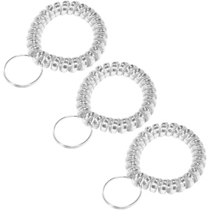 TENOC Spiral Coil Keychain, Anti-lost Key Chain Holder Lanyard Cord for Sauna Outdoor Sports and Gym Pool(Mt-silver)