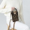 TENOC 2 In 1 Small Crossbody Phone Purse, Leopard Print Knitted Cellphone Bag, Lightweight Mini Handbag Wallet Shoulder Pouch for Daily Travel Shopping for Girl Women, 1 Pack Brown