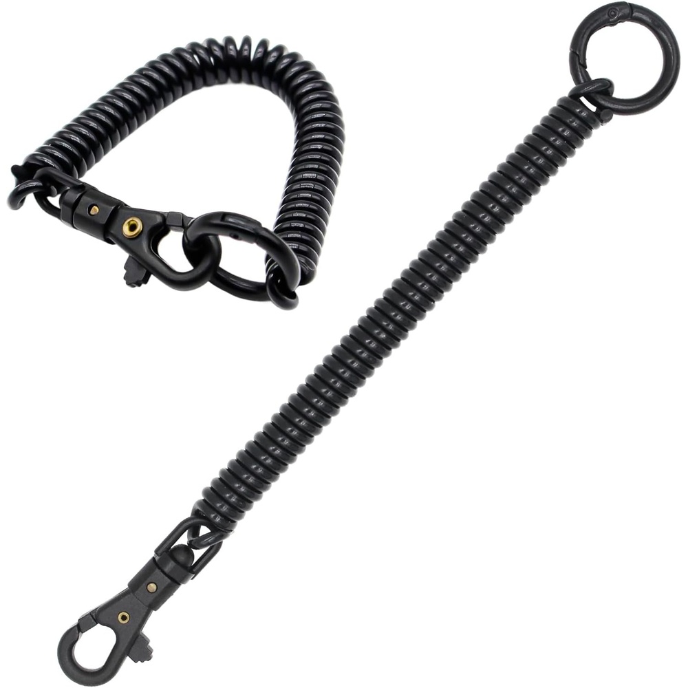 image:imageTENOC Spiral Coil Spring Keychain Antilost Key Chain Holder Lanyard Cord with Lobster ClaspBlack