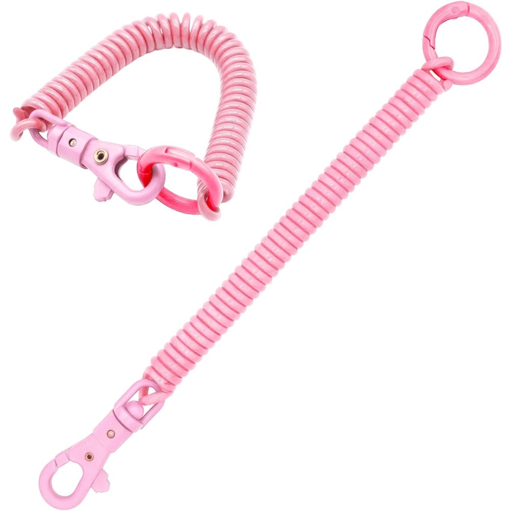 image:imageTENOC Spiral Coil Spring Keychain Antilost Key Chain Holder Lanyard Cord with Lobster ClaspPink