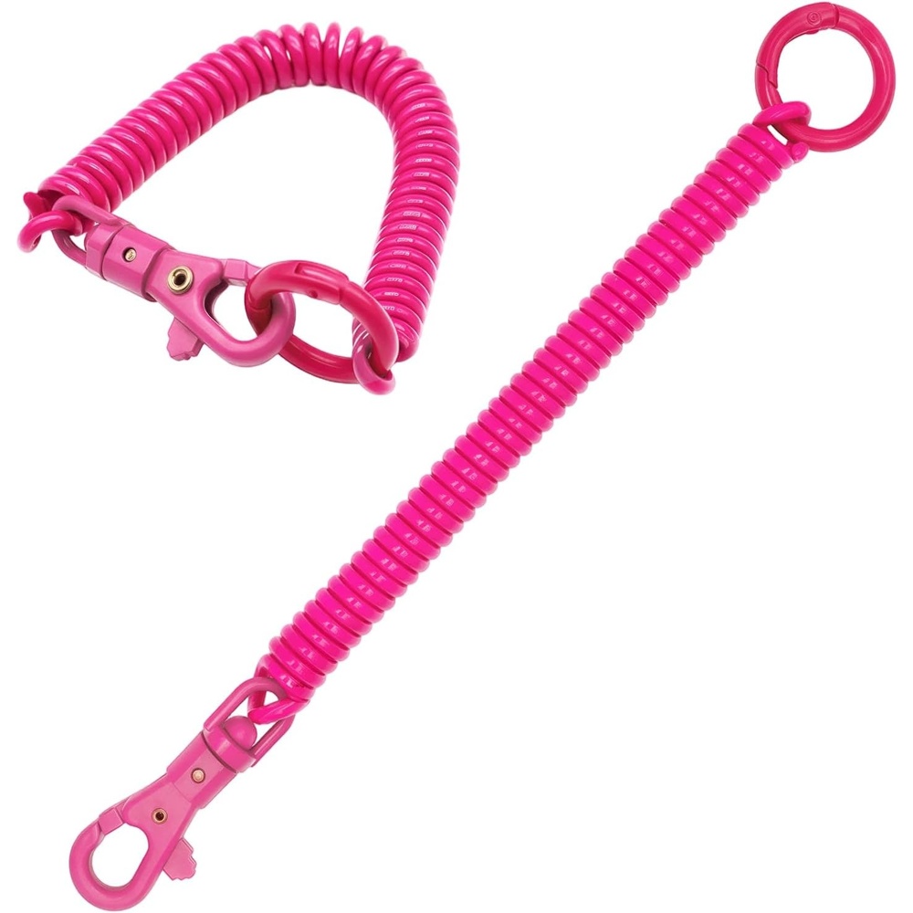 image:imageTENOC Spiral Coil Spring Keychain Antilost Key Chain Holder Lanyard Cord with Lobster ClaspRose Red
