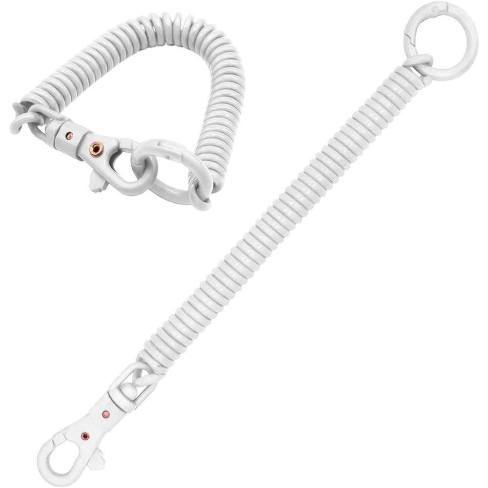 image:imageTENOC Spiral Coil Spring Keychain Antilost Key Chain Holder Lanyard Cord with Lobster ClaspWhite