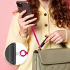TENOC Spiral Coil Spring Keychain, Anti-lost Key Chain Holder Lanyard Cord with Lobster Clasp(Rose Red)