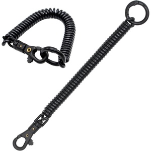 TENOC Spiral Coil Spring Keychain, Anti-lost Key Chain Holder Lanyard Cord with Lobster Clasp(Black)