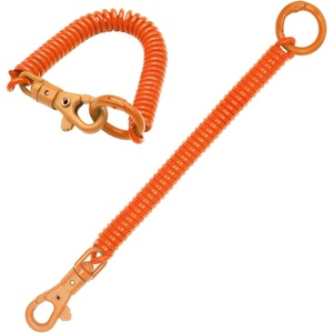 TENOC Spiral Coil Spring Keychain, Anti-lost Key Chain Holder Lanyard Cord with Lobster Clasp(Orange)