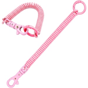 TENOC Spiral Coil Spring Keychain, Anti-lost Key Chain Holder Lanyard Cord with Lobster Clasp(Pink)