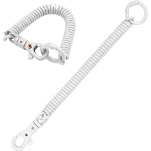 TENOC Spiral Coil Spring Keychain, Anti-lost Key Chain Holder Lanyard Cord with Lobster Clasp(White)