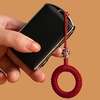 TENOC Phone Charm, Cellphone Finger Ring Strap, Hand-made Smartphone Grip Holder Braid Keychain Pendant(Black&Red&Orange)