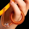 TENOC Phone Charm, Cellphone Finger Ring Strap, Hand-made Smartphone Grip Holder Braid Keychain Pendant(Black&Red&Orange)