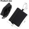 TENOC Small Coin Purse Tactical Keychain Pouch, Portable Nylon Zip Change Purse with Carabiner D Ring, Mini Wallet Pouch Bag for Men Women Outdoor Hiking Fishing Everyday Carry, Black
