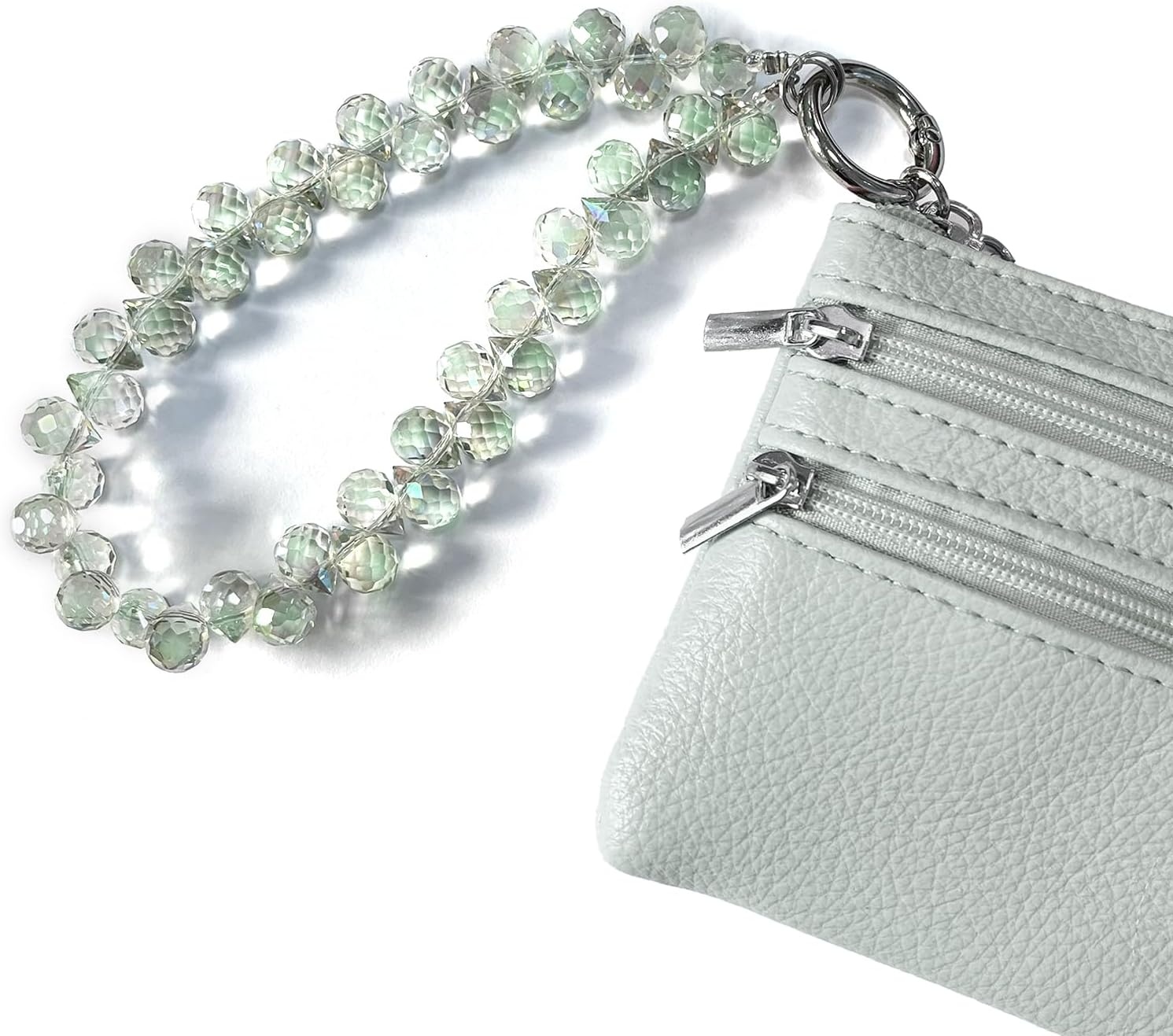 image:imageTENOC Beaded Phone Wrist Strap Cellphone Lanyard Chain Sparkling Wristlet Bracelet for Women AmberAgreen