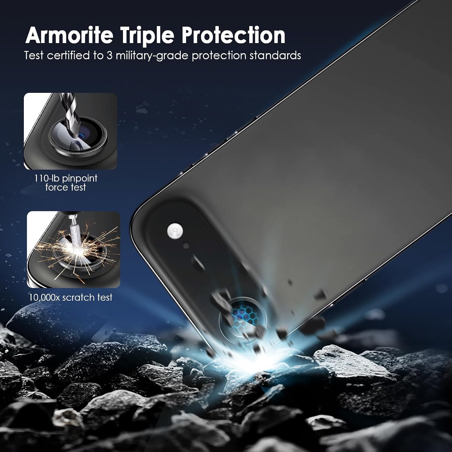 image:imageTENOC Camera Lens Protector for iPhone 16 Pro amp iPhone 16 Pro Max 9H Tempered Glass Camera Screen Cover Metal Individual Ring SilverBlack