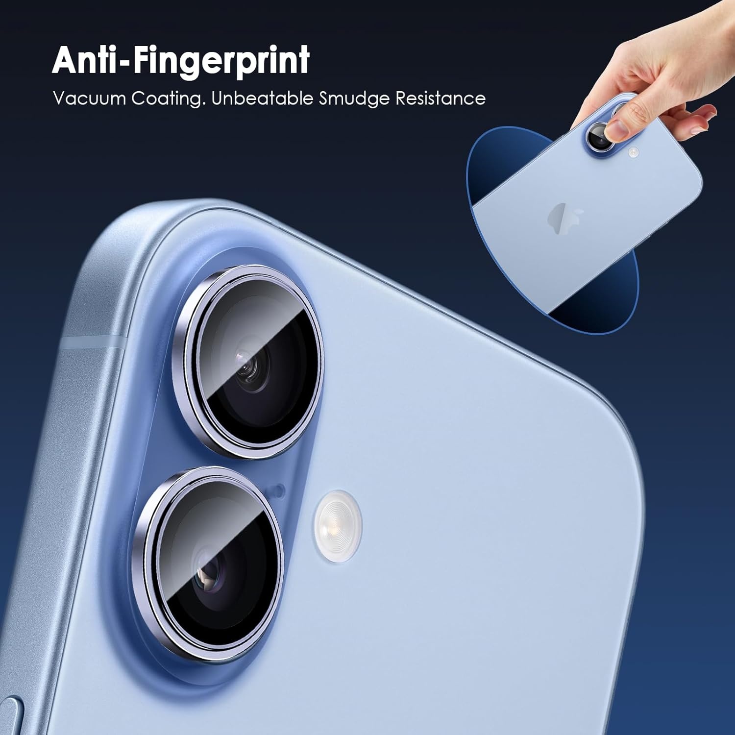 image:imageTENOC Camera Lens Protector for iPhone 16 Pro amp iPhone 16 Pro Max 9H Tempered Glass Camera Screen Cover Metal Individual Ring SilverBlue
