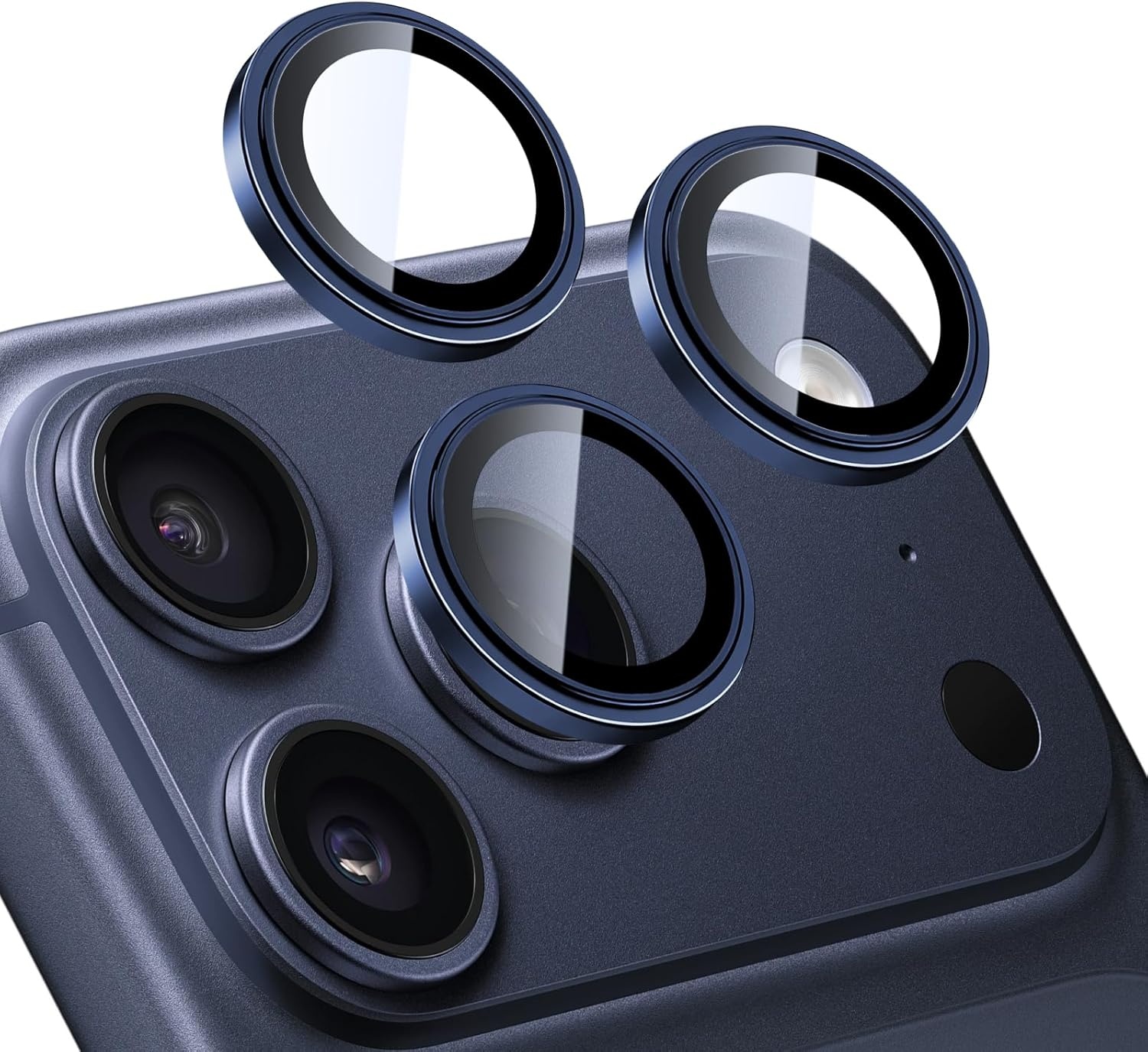 image:imageTENOC Camera Lens Protector for iPhone 16 Pro amp iPhone 16 Pro Max 9H Tempered Glass Camera Screen Cover Metal Individual Ring SilverBlue