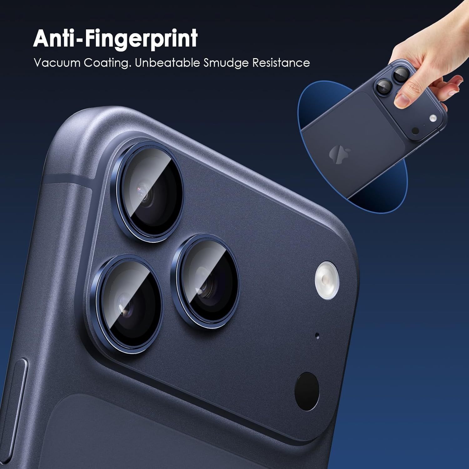 image:imageTENOC Camera Lens Protector for iPhone 16 Pro amp iPhone 16 Pro Max 9H Tempered Glass Camera Screen Cover Metal Individual Ring SilverBlue