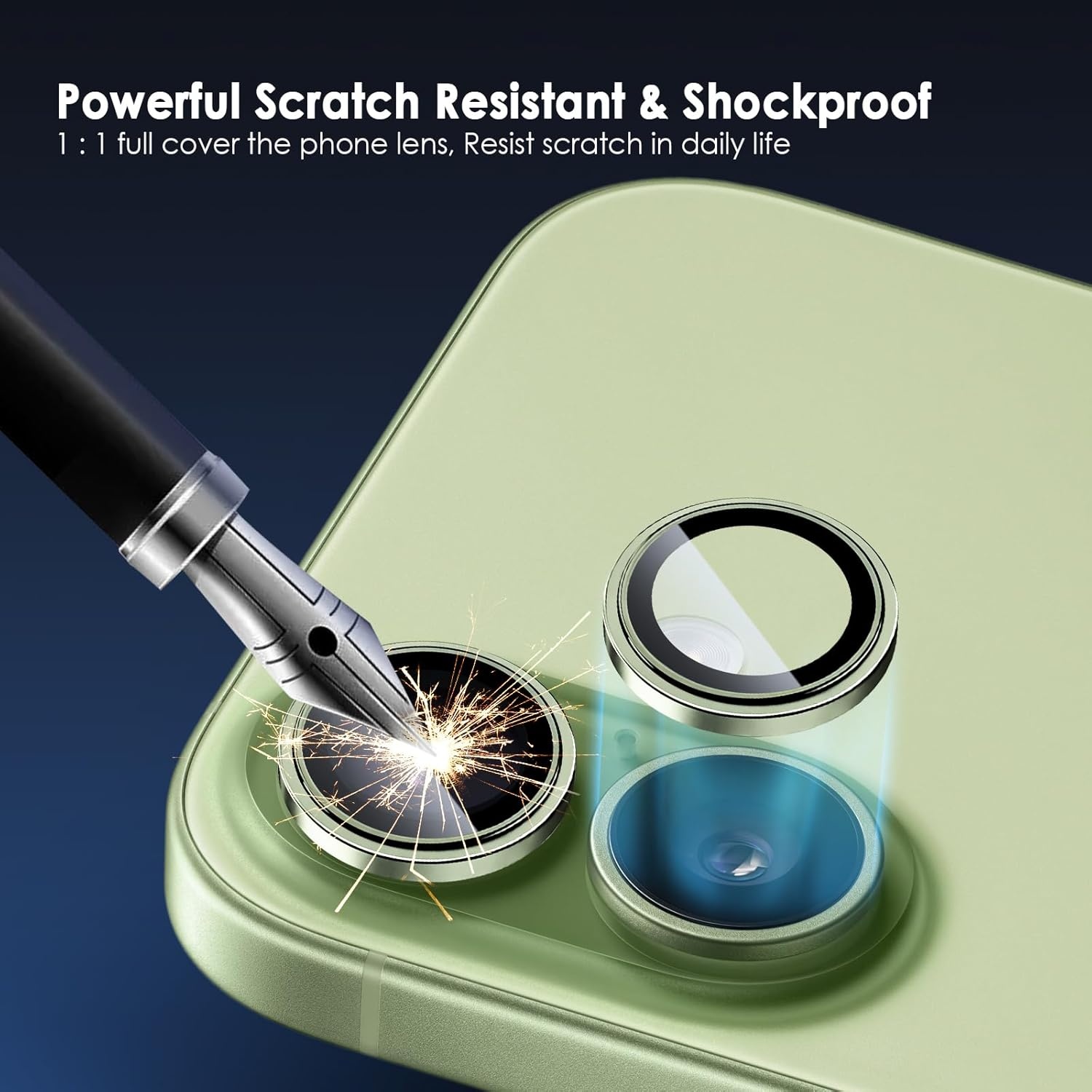 image:imageTENOC Camera Lens Protector for iPhone 16 Pro amp iPhone 16 Pro Max 9H Tempered Glass Camera Screen Cover Metal Individual Ring SilverGreen