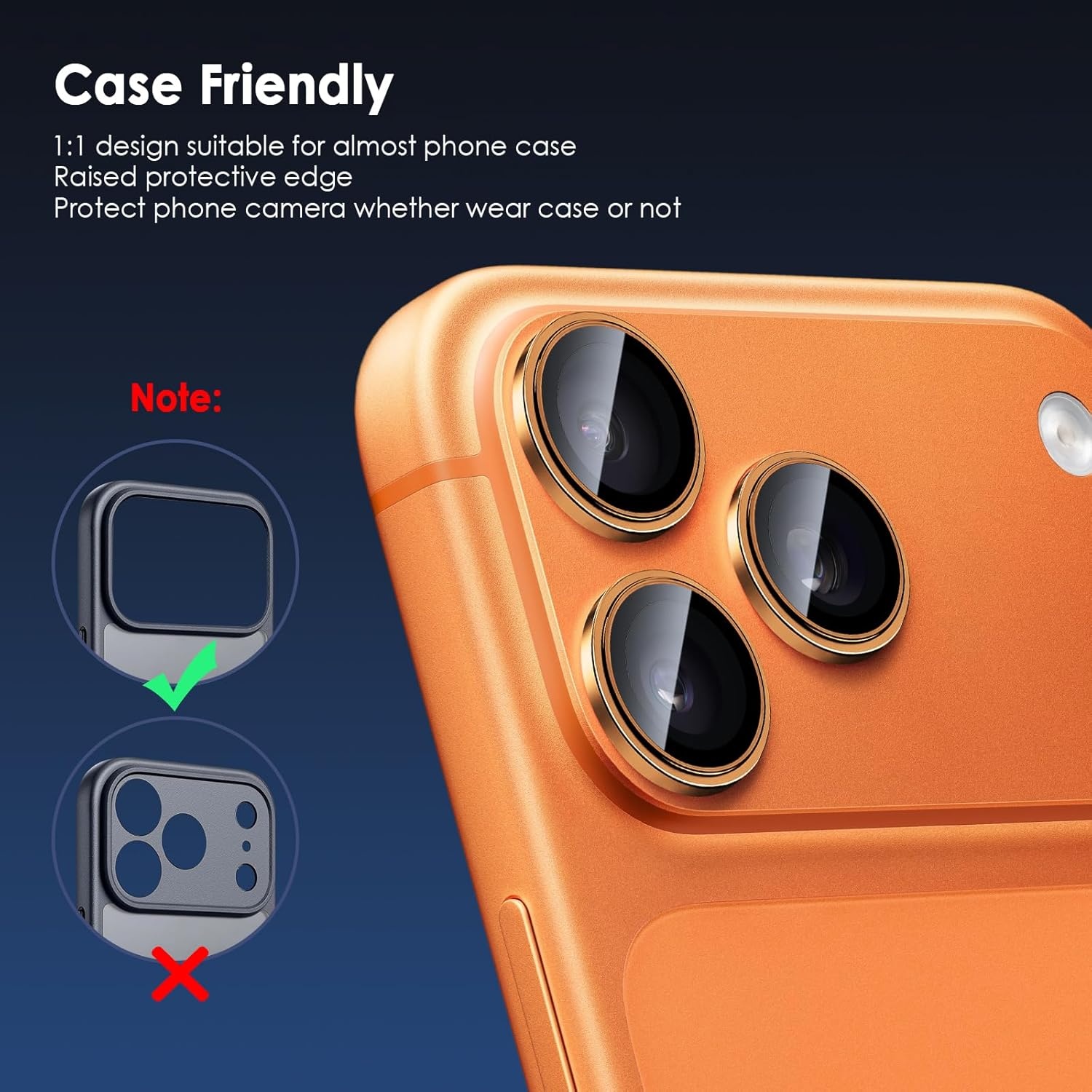 image:imageTENOC Camera Lens Protector for iPhone 16 Pro amp iPhone 16 Pro Max 9H Tempered Glass Camera Screen Cover Metal Individual Ring SilverOragne
