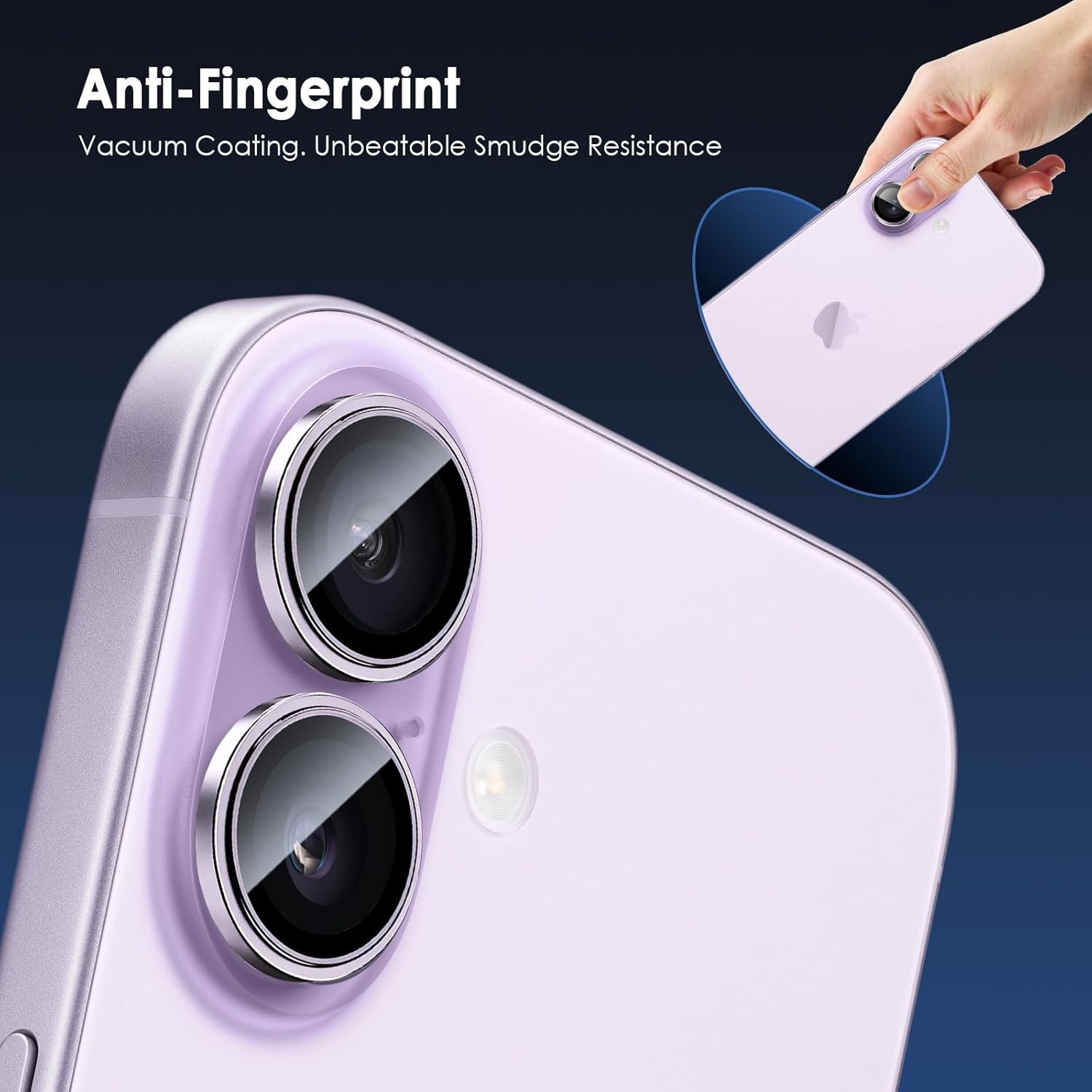 image:imageTENOC Camera Lens Protector for iPhone 16 Pro amp iPhone 16 Pro Max 9H Tempered Glass Camera Screen Cover Metal Individual Ring SilverPurple