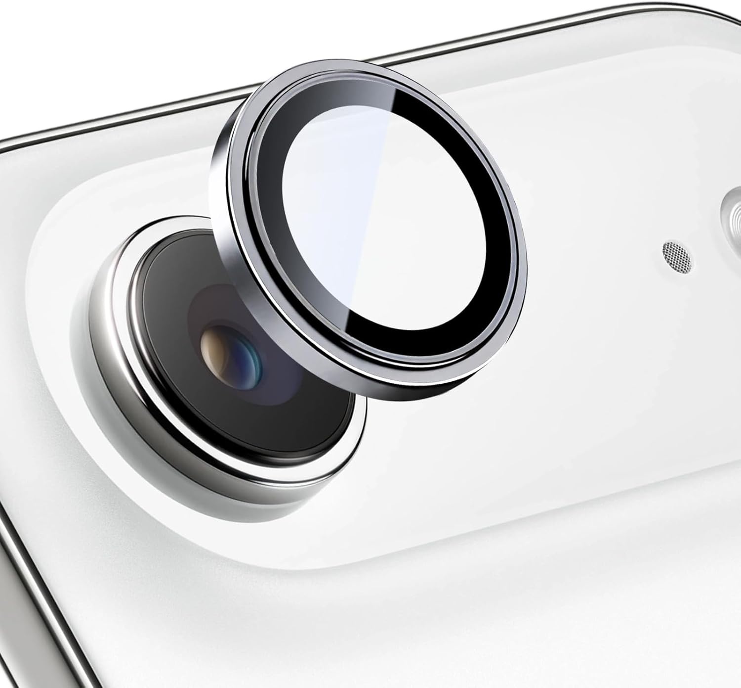 image:imageTENOC Camera Lens Protector for iPhone 16 Pro amp iPhone 16 Pro Max 9H Tempered Glass Camera Screen Cover Metal Individual Ring SilverSilver