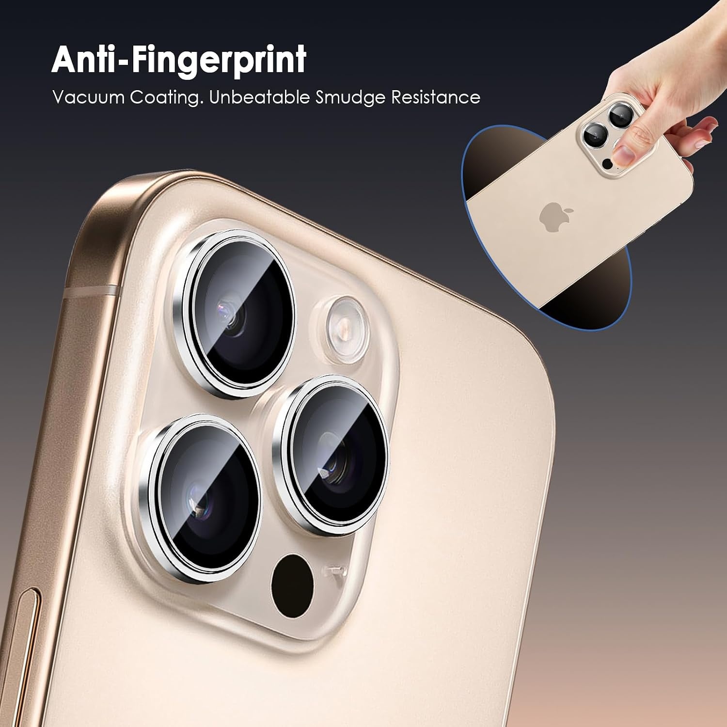 image:imageTENOC Camera Lens Protector for iPhone 16 Pro amp iPhone 16 Pro Max 9H Tempered Glass Camera Screen Cover Metal Individual Ring SilverSilver