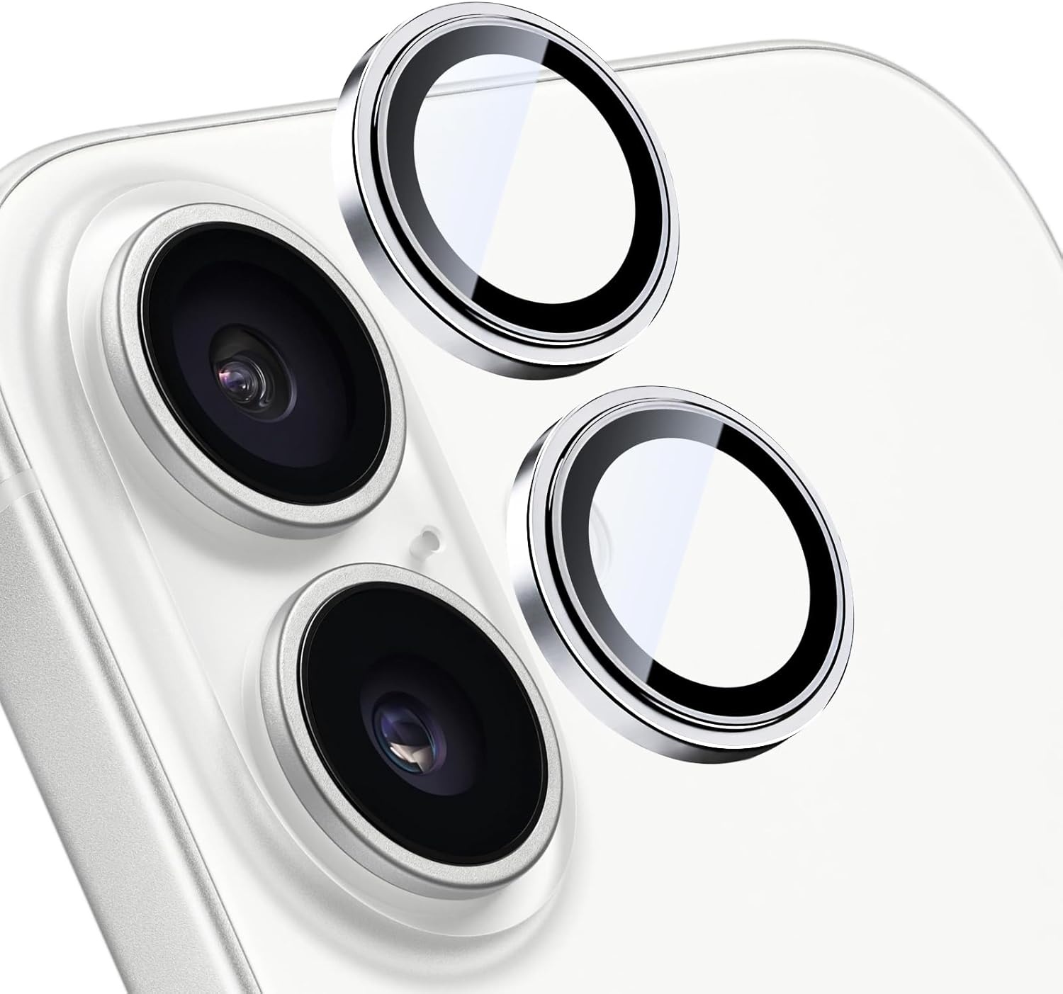 image:imageTENOC Camera Lens Protector for iPhone 16 Pro amp iPhone 16 Pro Max 9H Tempered Glass Camera Screen Cover Metal Individual Ring SilverSilver