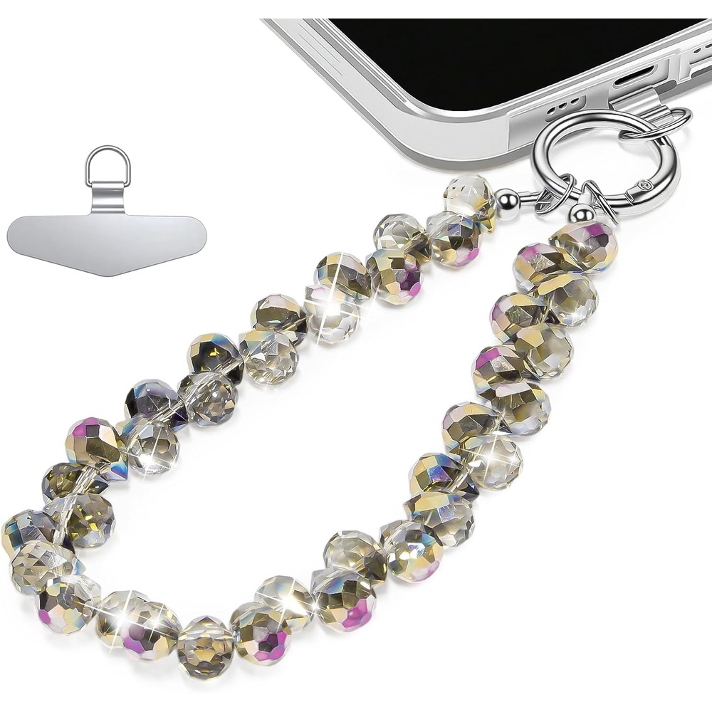 image:imageTENOC Beaded Phone Wrist Strap Cellphone Lanyard Chain Sparkling Wristlet Bracelet for Women AmberAamber