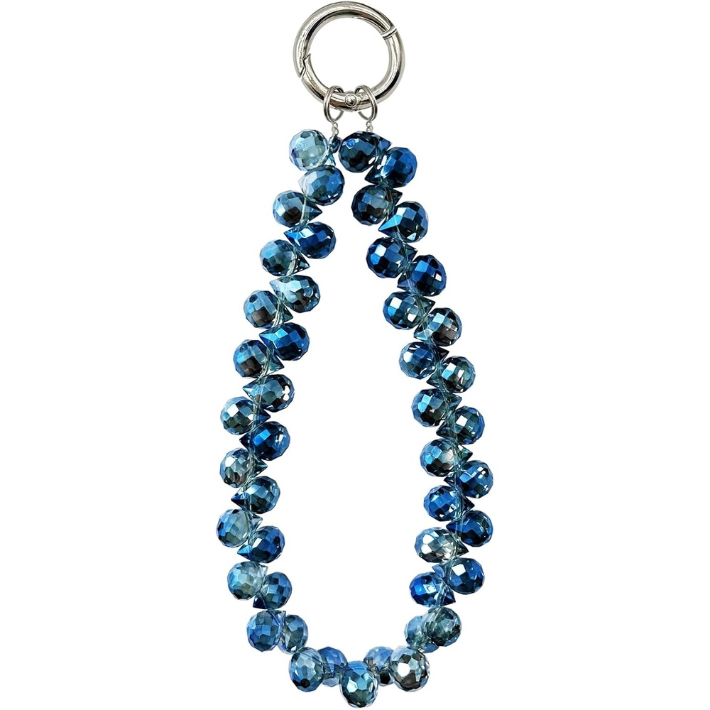 image:imageTENOC Beaded Phone Wrist Strap Cellphone Lanyard Chain Sparkling Wristlet Bracelet for Women AmberAnavy Blue