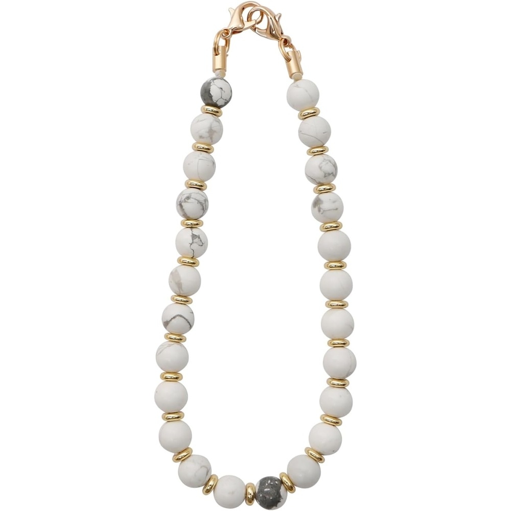 image:imageTENOC Beaded Phone Wrist Strap Cellphone Lanyard Chain Sparkling Wristlet Bracelet for Women AmberBmarble White