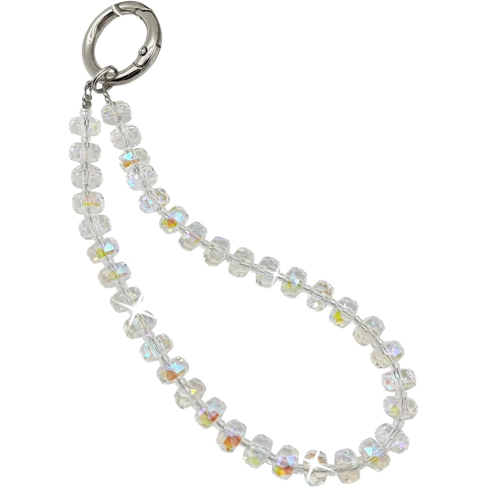 image:imageTENOC Beaded Phone Wrist Strap Cellphone Lanyard Chain Sparkling Wristlet Bracelet for Women AmberCclear