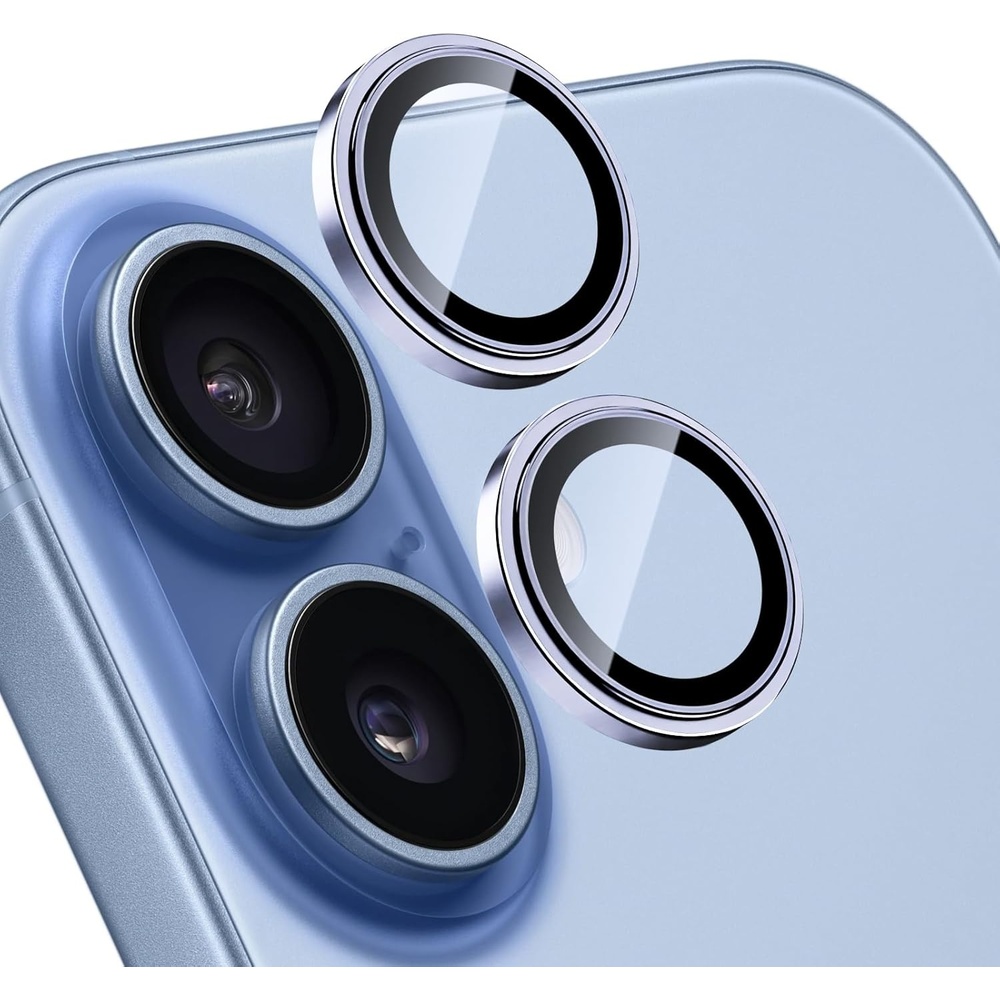 image:imageTENOC Camera Lens Protector for iPhone 16 Pro amp iPhone 16 Pro Max 9H Tempered Glass Camera Screen Cover Metal Individual Ring SilverBlue
