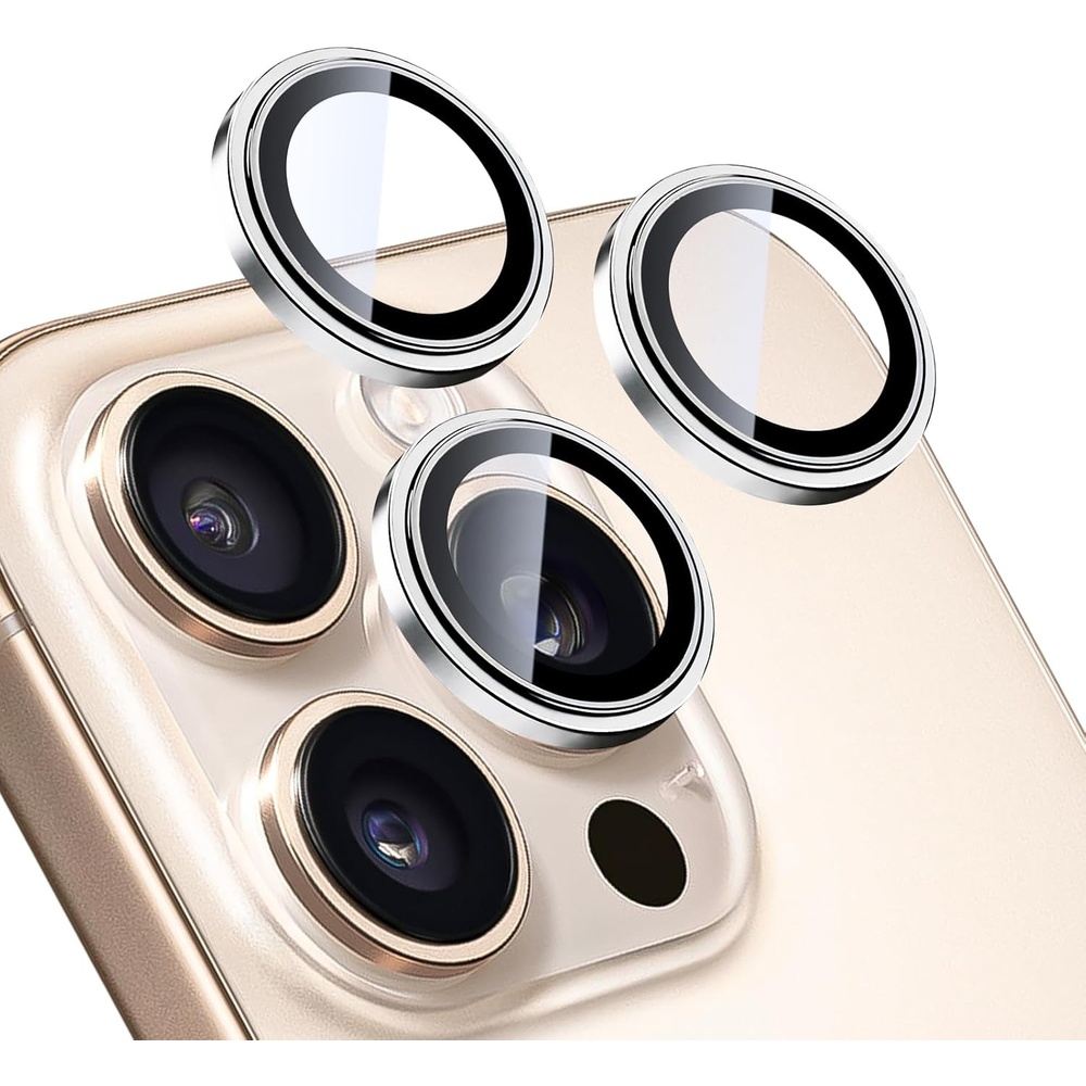 image:imageTENOC Camera Lens Protector for iPhone 16 Pro amp iPhone 16 Pro Max 9H Tempered Glass Camera Screen Cover Metal Individual Ring SilverSilver