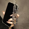 TENOC Beaded Phone Wrist Strap, Cellphone Lanyard Chain, Sparkling Wristlet Bracelet for Women, Amber(A-black)