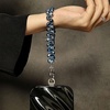 TENOC Beaded Phone Wrist Strap, Cellphone Lanyard Chain, Sparkling Wristlet Bracelet for Women, Amber(A-navy Blue)