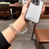 TENOC Beaded Phone Wrist Strap, Cellphone Lanyard Chain, Sparkling Wristlet Bracelet for Women, Amber(A-white)