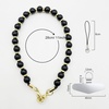 TENOC Beaded Phone Wrist Strap, Cellphone Lanyard Chain, Sparkling Wristlet Bracelet for Women, Amber(B-obsidian Black)