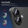TENOC Camera Lens Protector for iPhone 16 Pro & iPhone 16 Pro Max, 9H Tempered Glass Camera Screen Cover, Metal Individual Ring, Silver(Black)