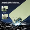 TENOC Camera Lens Protector for iPhone 16 Pro & iPhone 16 Pro Max, 9H Tempered Glass Camera Screen Cover, Metal Individual Ring, Silver(Green)