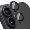 TENOC Camera Lens Protector for iPhone 16 Pro & iPhone 16 Pro Max, 9H Tempered Glass Camera Screen Cover, Metal Individual Ring, Silver(Black)