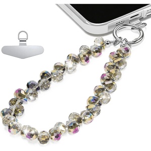 TENOC Beaded Phone Wrist Strap, Cellphone Lanyard Chain, Sparkling Wristlet Bracelet for Women, Amber(A-amber)