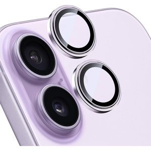 TENOC Camera Lens Protector for iPhone 16 Pro & iPhone 16 Pro Max, 9H Tempered Glass Camera Screen Cover, Metal Individual Ring, Silver(Purple)