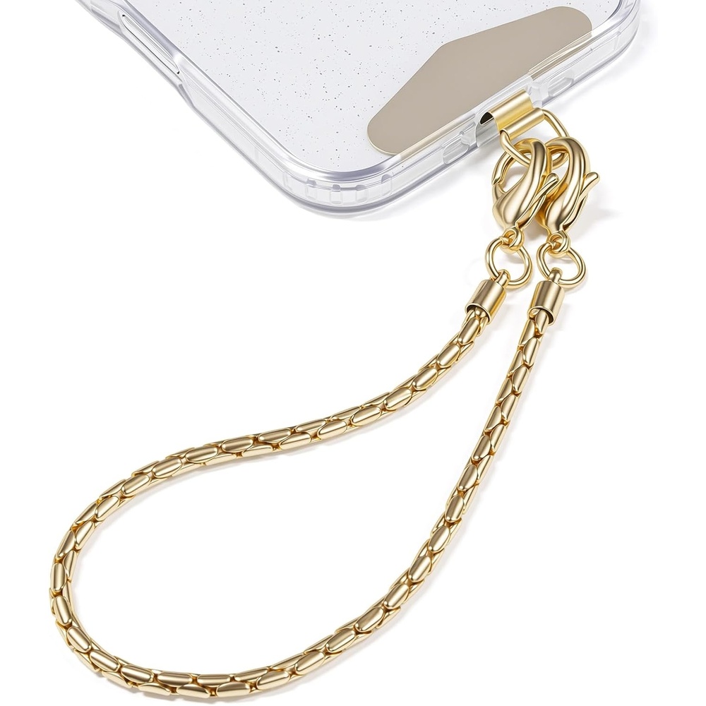 image:imageTENOC Metal Phone Wrist Strap Universal Cellphone Lanyard with Tether Tab HandsFree Anti Theft Phone Chain WristletBgold