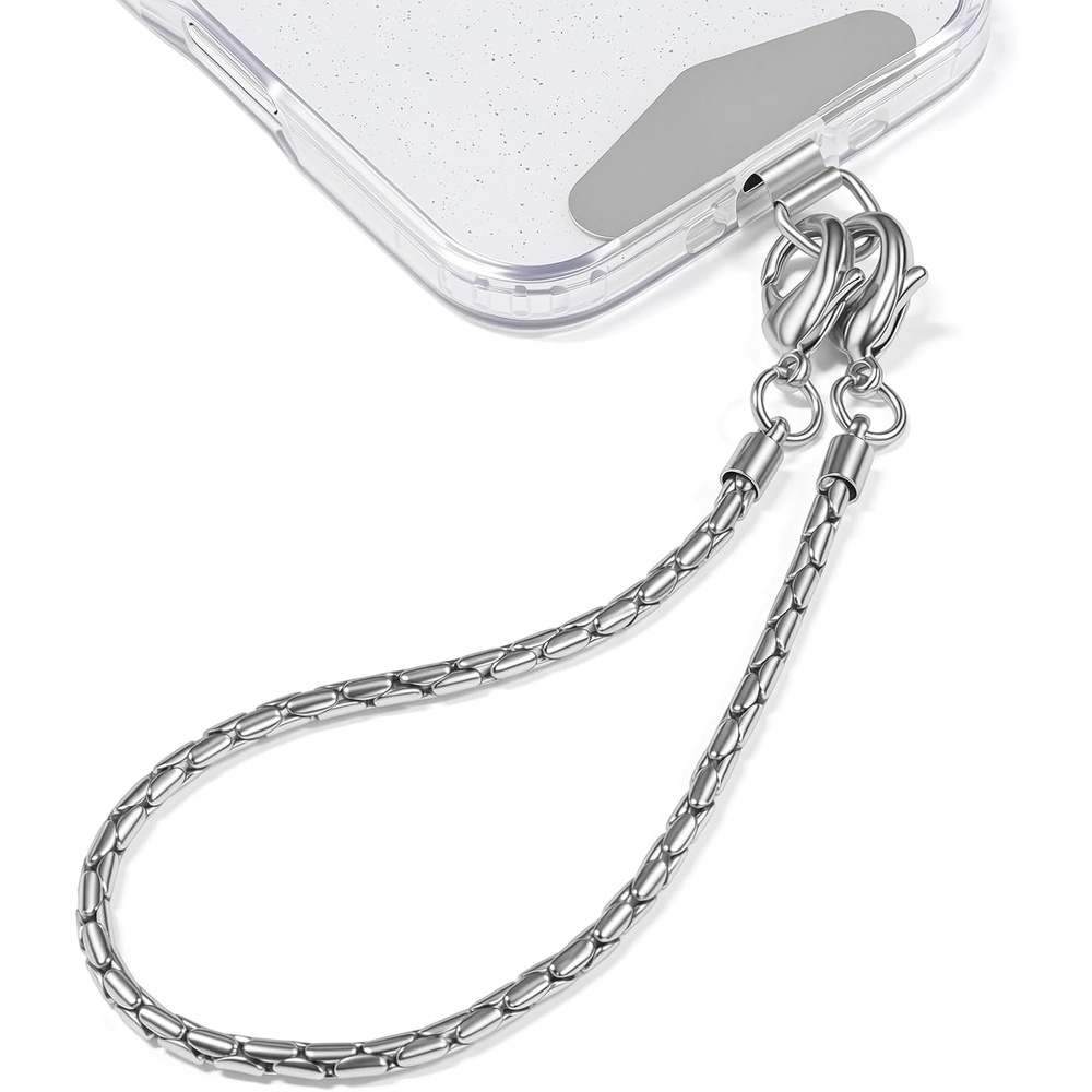 image:imageTENOC Metal Phone Wrist Strap Universal Cellphone Lanyard with Tether Tab HandsFree Anti Theft Phone Chain WristletBsilver