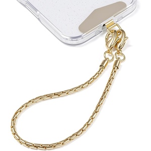 TENOC Metal Phone Wrist Strap, Universal Cellphone Lanyard with Tether Tab, Hands-Free Anti Theft Phone Chain Wristlet(B-gold)
