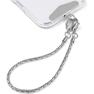 TENOC Metal Phone Wrist Strap, Universal Cellphone Lanyard with Tether Tab, Hands-Free Anti Theft Phone Chain Wristlet(B-silver)