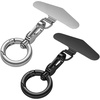 TENOC Metal Phone Tether with Spring Ring, Black+Silver(Silver/Black)