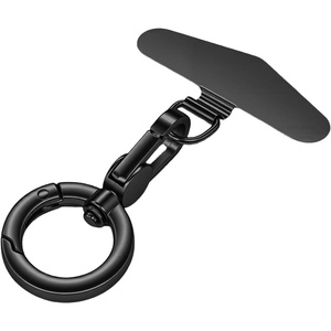 TENOC Metal Phone Tether with Spring Ring, Black+Silver(Black)