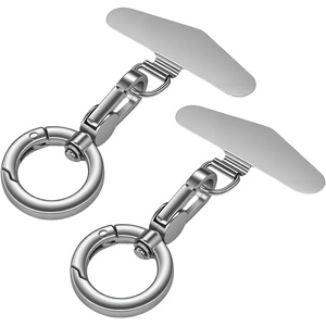 TENOC Metal Phone Tether with Spring Ring, Black+Silver(Silver x2)