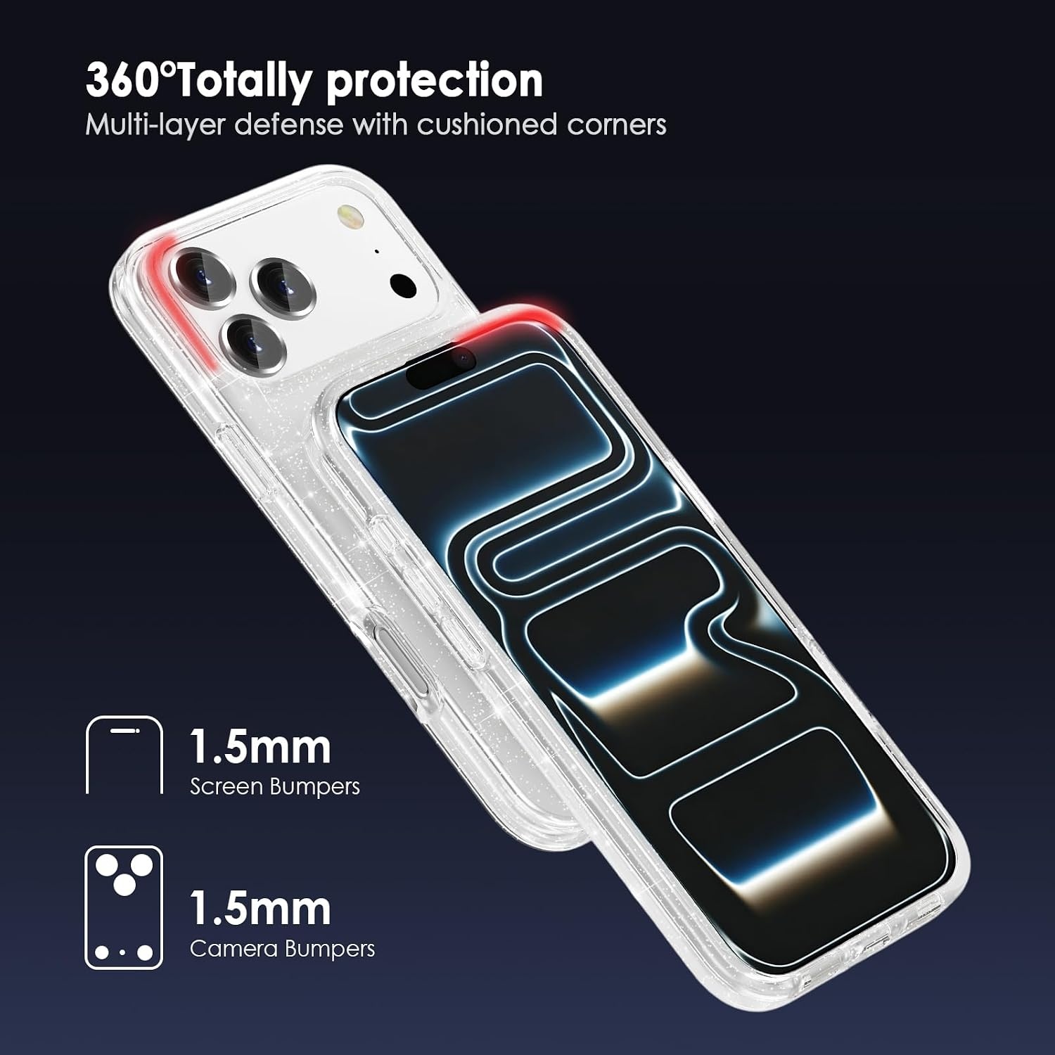 image:imageTENOC Phone Case Compatible with iPhone 17 Pro amp iPhone 18 Pro 63 InchClear Glitter